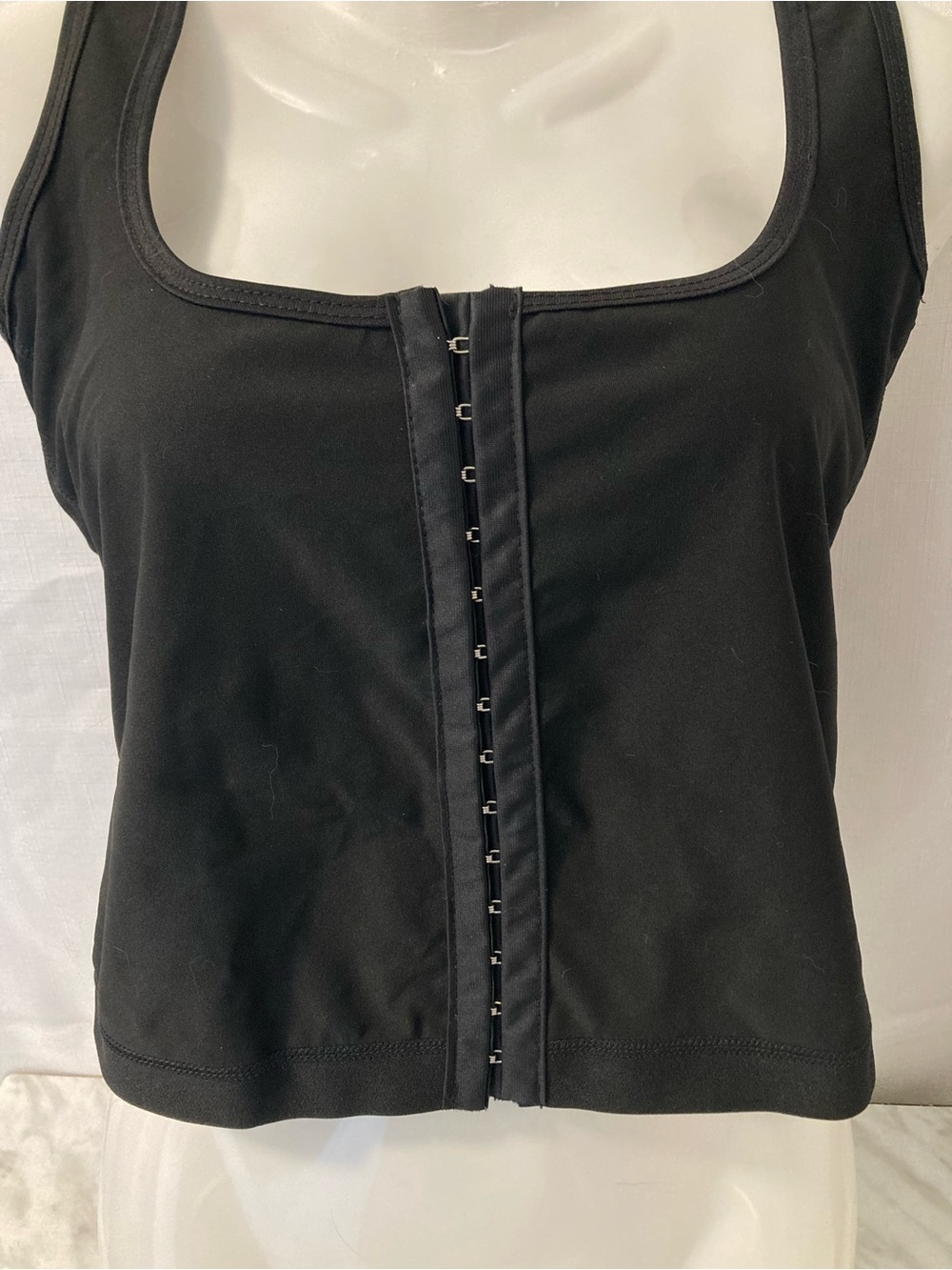 Black Hook & Eye Corset Tank Top Y2K Goth Size M